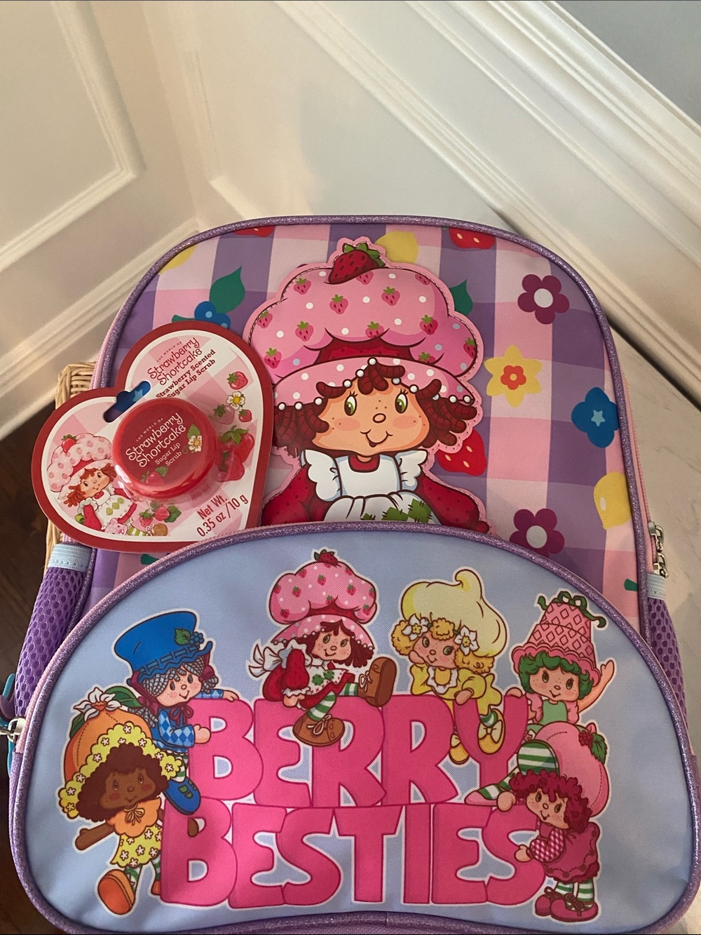 Strawberry shortcake Pink & Purple Berry Besties Backpack  and lip scrub